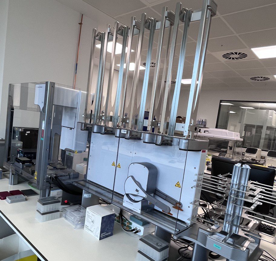 Close-up of sequencing equipment used for clonal analysis